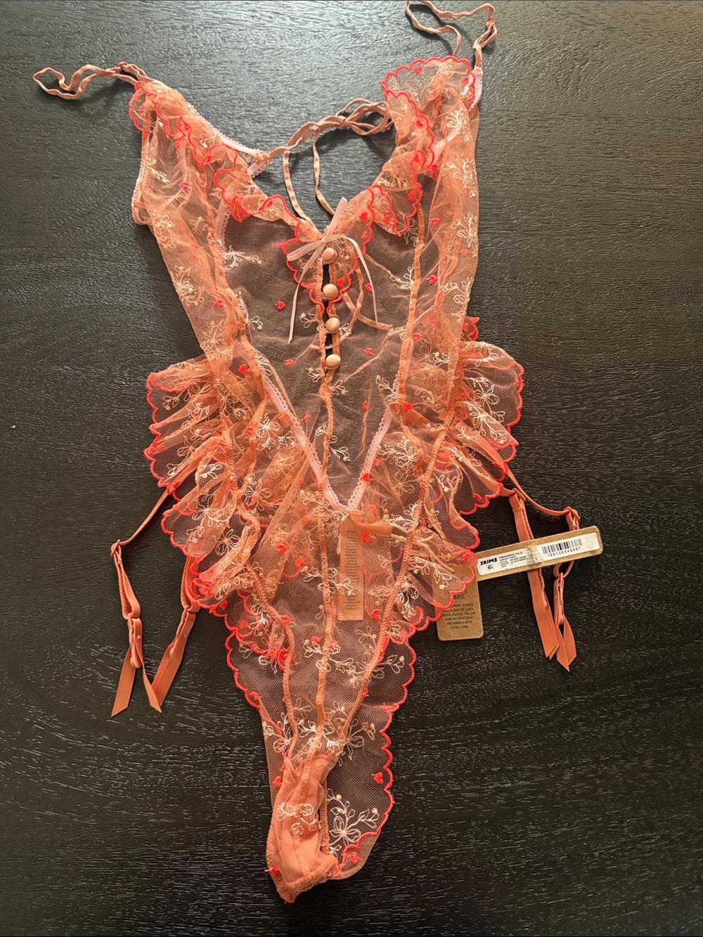 Skims embroidered tulle garter teddy - Picture 5 of 7